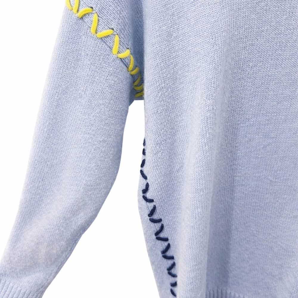 Zaket & Plover Blue Contrast Stitch Knit Sweater Size L - Picture 6 of 7